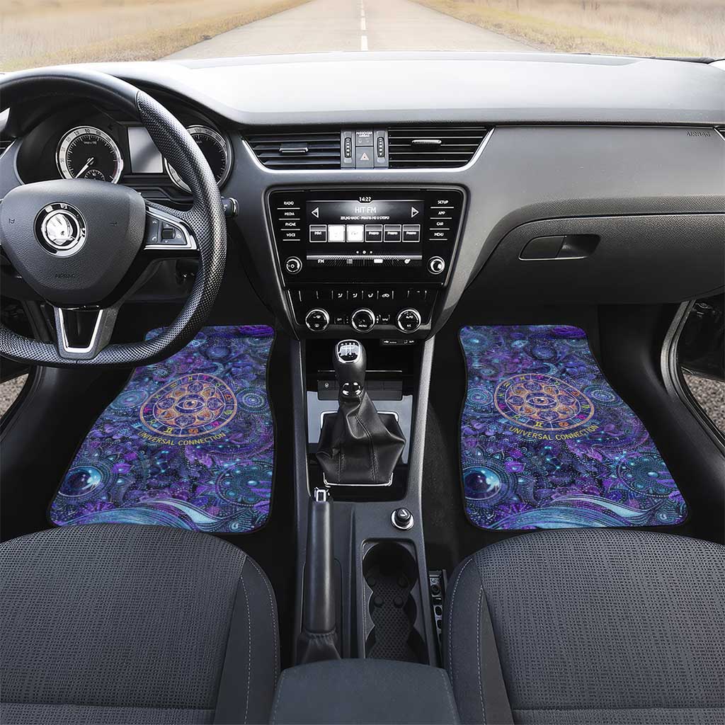 Universal Connection Zodiac Car Mats Cosmic Eye and Sacred Om Vibration