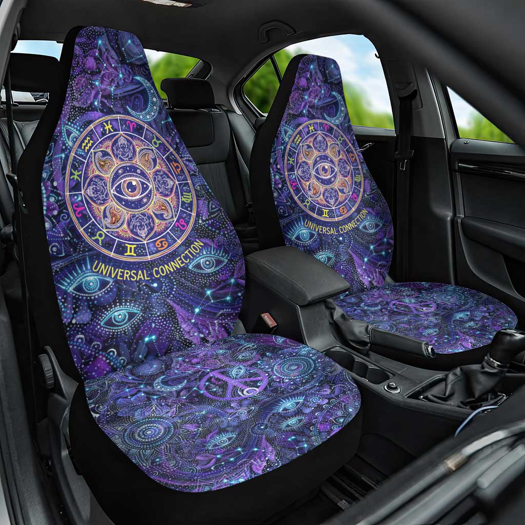 Universal Connection Zodiac Car Seat Cover Cosmic Eye and Sacred Om Vibration
