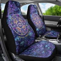 Universal Connection Zodiac Car Seat Cover Cosmic Eye and Sacred Om Vibration