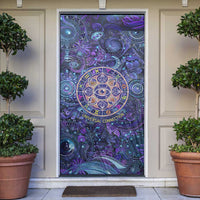 Universal Connection Zodiac Door Cover Cosmic Eye and Sacred Om Vibration