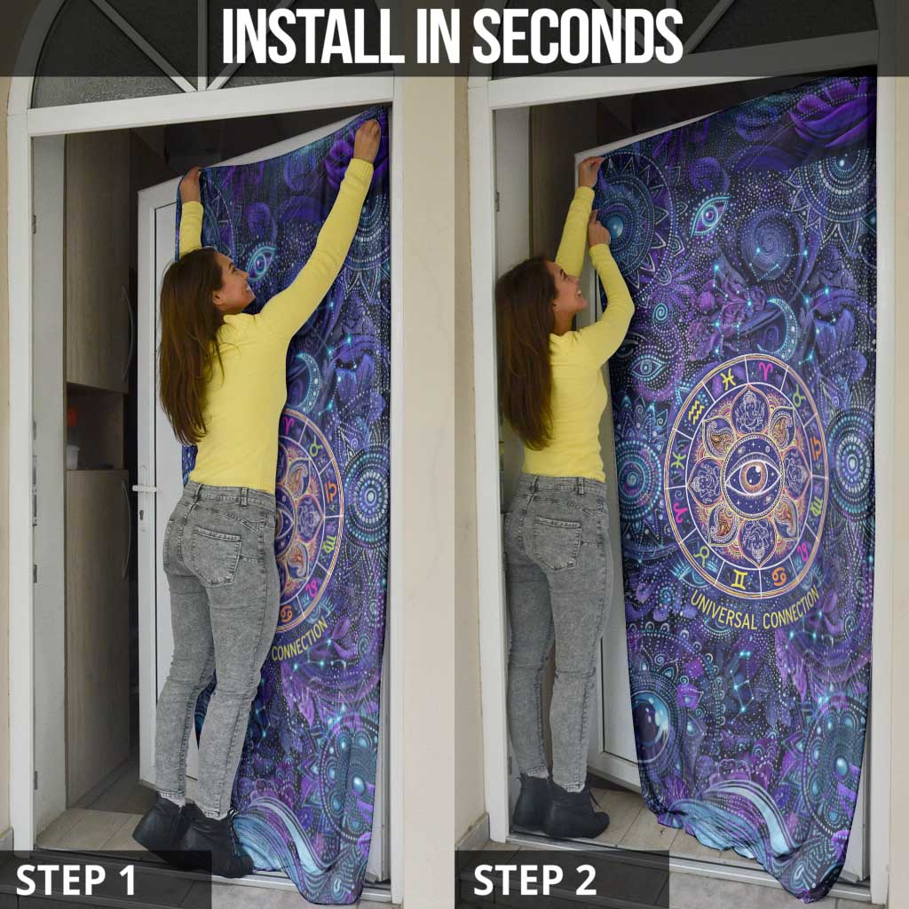 Universal Connection Zodiac Door Cover Cosmic Eye and Sacred Om Vibration