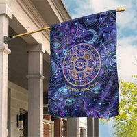 Universal Connection Zodiac Garden Flag Cosmic Eye and Sacred Om Vibration