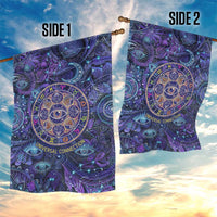 Universal Connection Zodiac Garden Flag Cosmic Eye and Sacred Om Vibration