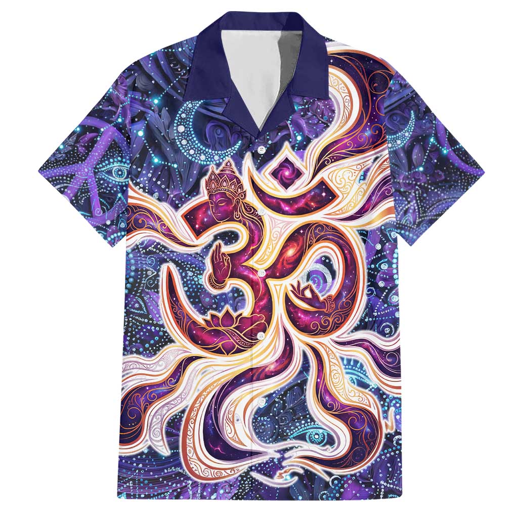Universal Connection Zodiac Hawaiian Shirt Cosmic Eye and Sacred Om Vibration