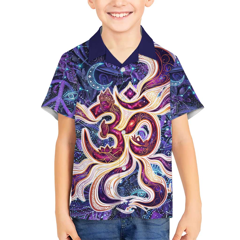 Universal Connection Zodiac Hawaiian Shirt Cosmic Eye and Sacred Om Vibration