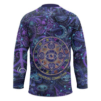 Universal Connection Zodiac Hockey Jersey Cosmic Eye and Sacred Om Vibration