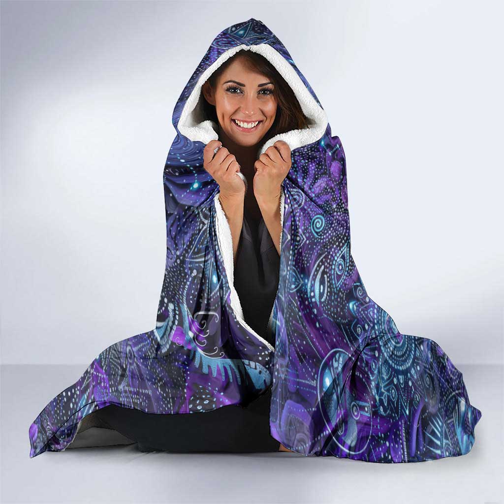 Universal Connection Zodiac Hooded Blanket Cosmic Eye and Sacred Om Vibration