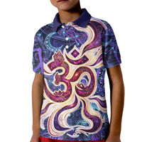 Universal Connection Zodiac Kid Polo Shirt Cosmic Eye and Sacred Om Vibration