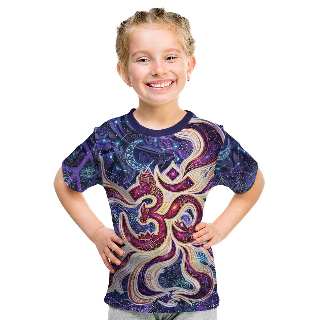 Universal Connection Zodiac Kid T Shirt Cosmic Eye and Sacred Om Vibration