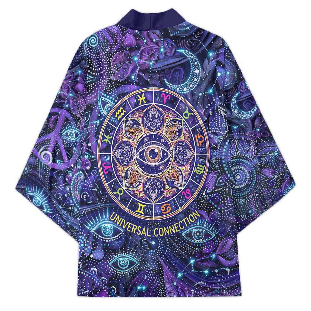 Universal Connection Zodiac Kimono Cosmic Eye and Sacred Om Vibration