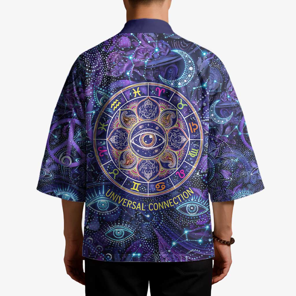 Universal Connection Zodiac Kimono Cosmic Eye and Sacred Om Vibration