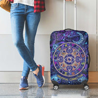 Universal Connection Zodiac Luggage Cover Cosmic Eye and Sacred Om Vibration