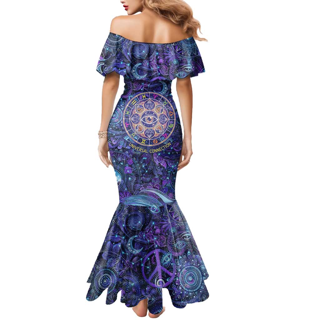 Universal Connection Zodiac Mermaid Dress Cosmic Eye and Sacred Om Vibration