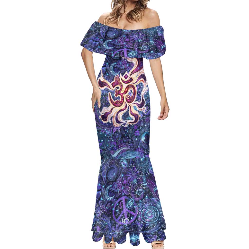 Universal Connection Zodiac Mermaid Dress Cosmic Eye and Sacred Om Vibration