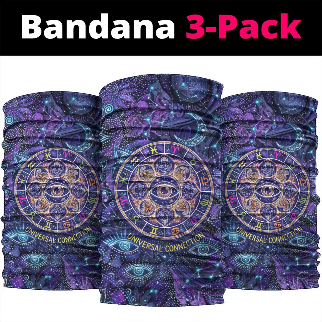 Universal Connection Zodiac Neck Gaiter Cosmic Eye and Sacred Om Vibration