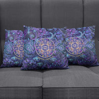 Universal Connection Zodiac Pillow Cover Cosmic Eye and Sacred Om Vibration