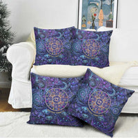 Universal Connection Zodiac Pillow Cover Cosmic Eye and Sacred Om Vibration