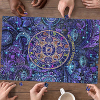 Universal Connection Zodiac Puzzle Cosmic Eye and Sacred Om Vibration