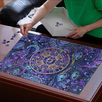 Universal Connection Zodiac Puzzle Cosmic Eye and Sacred Om Vibration