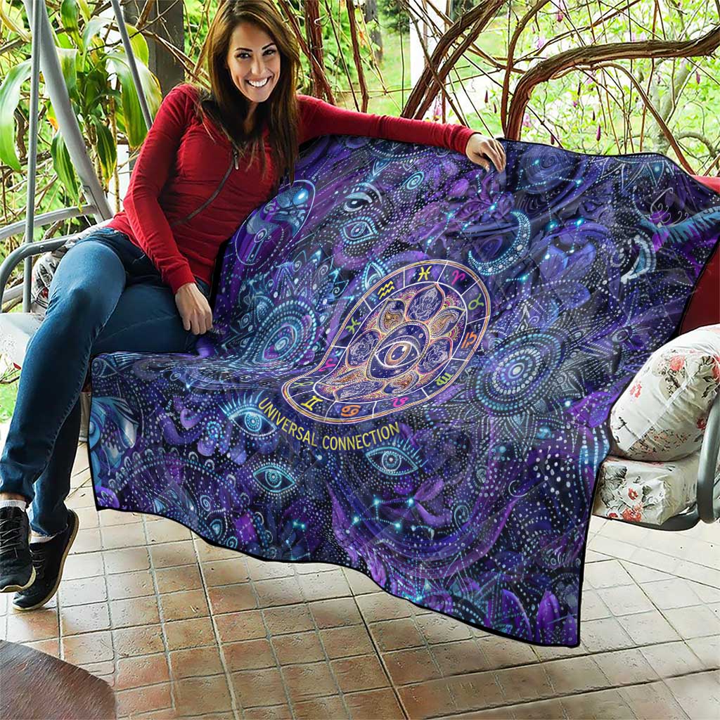 Universal Connection Zodiac Quilt Cosmic Eye and Sacred Om Vibration
