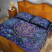 Universal Connection Zodiac Quilt Bed Set Cosmic Eye and Sacred Om Vibration