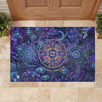 Universal Connection Zodiac Rubber Doormat Cosmic Eye and Sacred Om Vibration