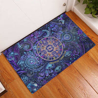 Universal Connection Zodiac Rubber Doormat Cosmic Eye and Sacred Om Vibration