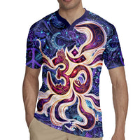 Universal Connection Zodiac Rugby Jersey Cosmic Eye and Sacred Om Vibration