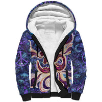 Universal Connection Zodiac Sherpa Hoodie Cosmic Eye and Sacred Om Vibration
