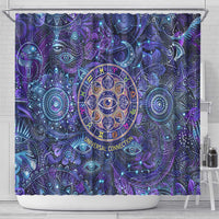 Universal Connection Zodiac Shower Curtain Cosmic Eye and Sacred Om Vibration