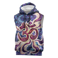 Universal Connection Zodiac Sleeveless Hoodie Cosmic Eye and Sacred Om Vibration