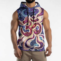 Universal Connection Zodiac Sleeveless Hoodie Cosmic Eye and Sacred Om Vibration