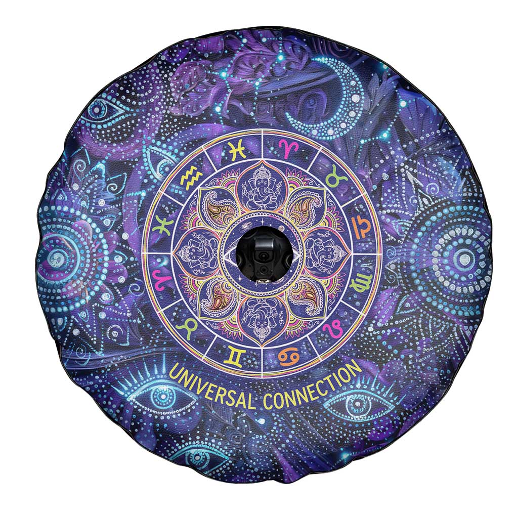 Universal Connection Zodiac Spare Tire Cover Cosmic Eye and Sacred Om Vibration