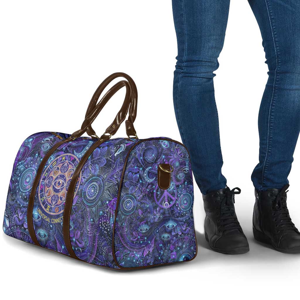 Universal Connection Zodiac Travel Bag Cosmic Eye and Sacred Om Vibration