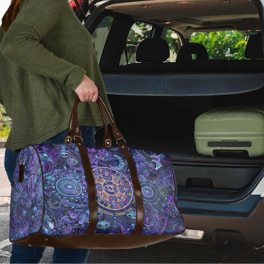 Universal Connection Zodiac Travel Bag Cosmic Eye and Sacred Om Vibration