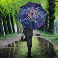 Universal Connection Zodiac Umbrella Cosmic Eye and Sacred Om Vibration