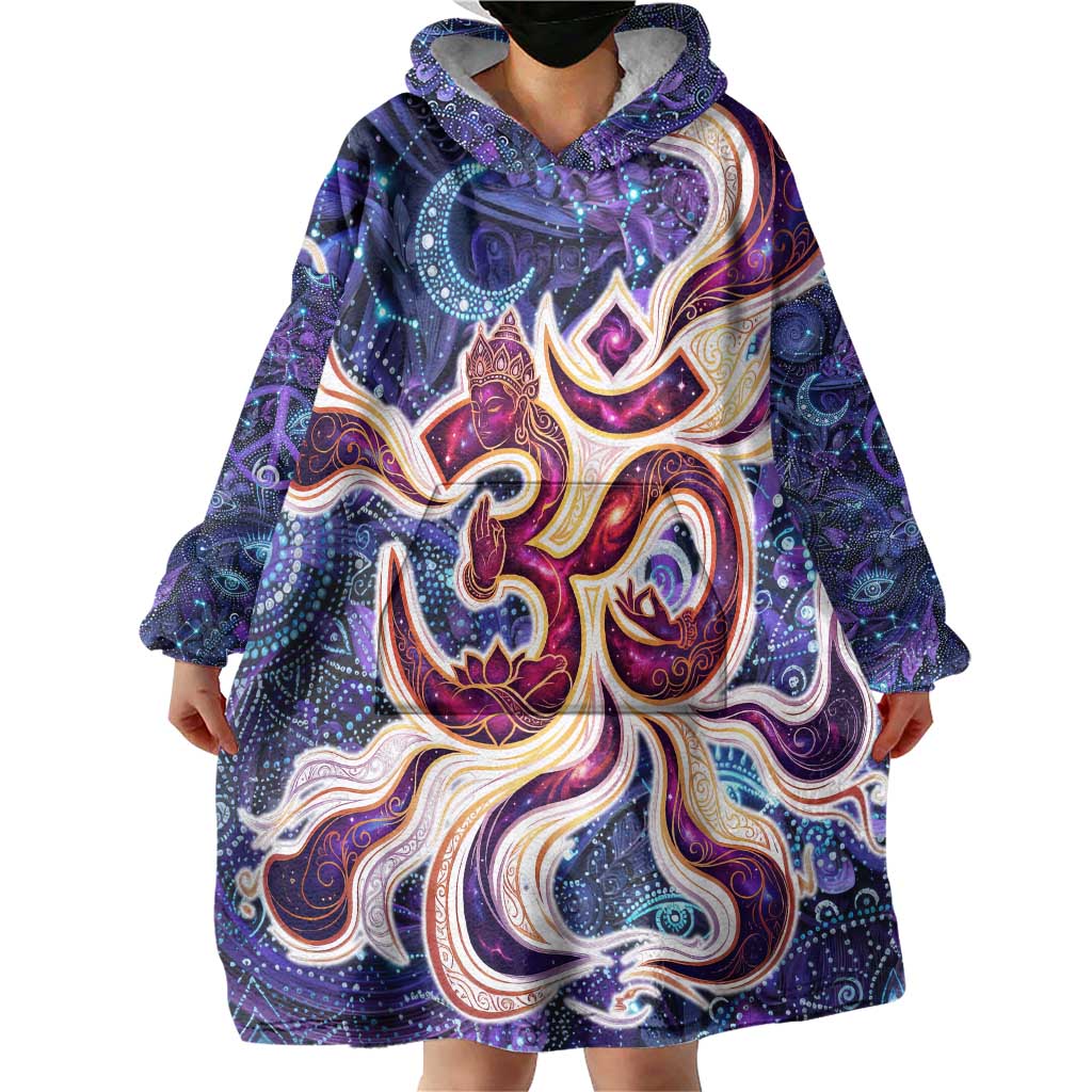 Universal Connection Zodiac Wearable Blanket Hoodie Cosmic Eye and Sacred Om Vibration
