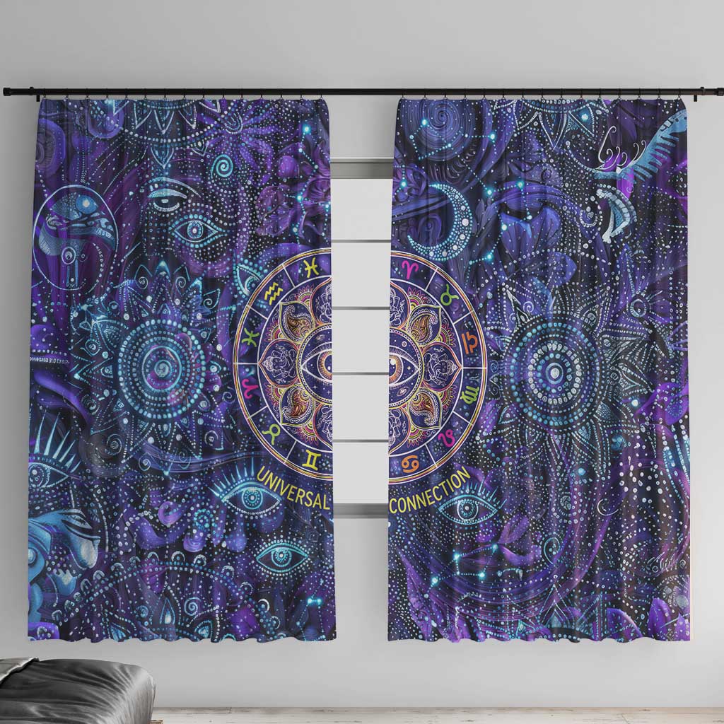 Universal Connection Zodiac Window Curtain Cosmic Eye and Sacred Om Vibration