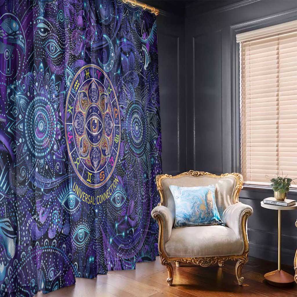 Universal Connection Zodiac Window Curtain Cosmic Eye and Sacred Om Vibration