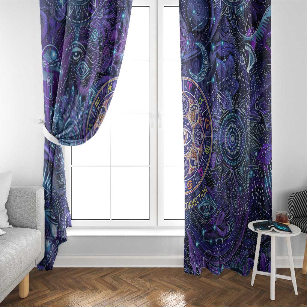 Universal Connection Zodiac Window Curtain Cosmic Eye and Sacred Om Vibration