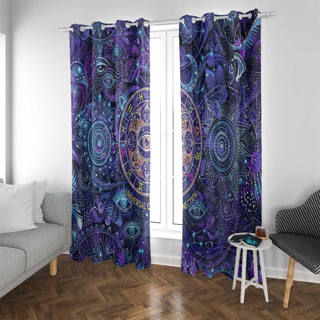 Universal Connection Zodiac Window Curtain Cosmic Eye and Sacred Om Vibration