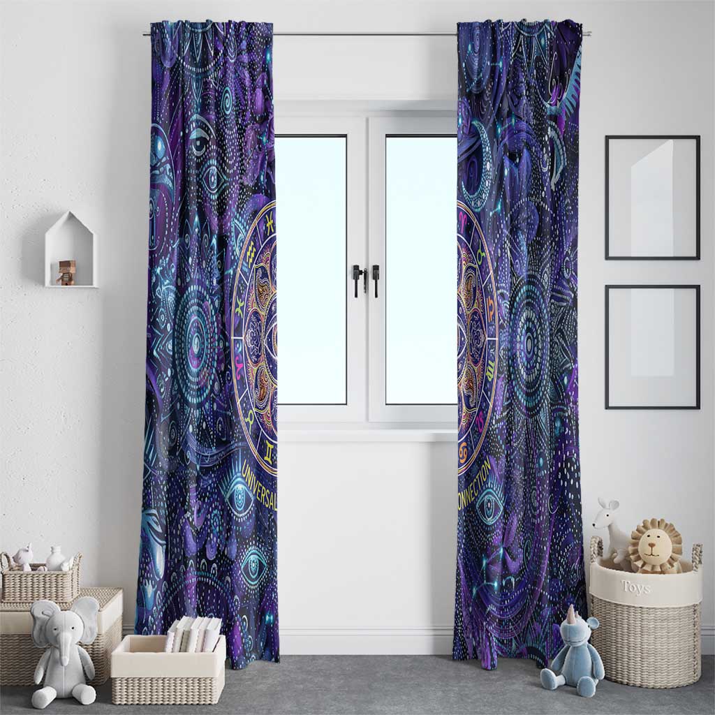 Universal Connection Zodiac Window Curtain Cosmic Eye and Sacred Om Vibration
