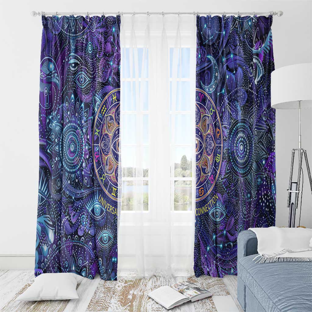 Universal Connection Zodiac Window Curtain Cosmic Eye and Sacred Om Vibration