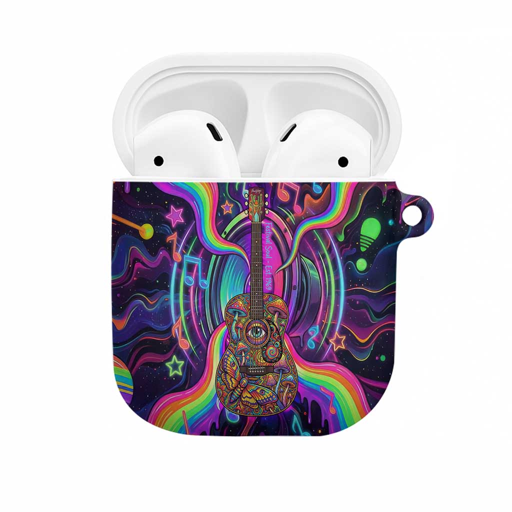 Trippy Guitar AirPods Case Festival Soul Psychedelic Music Vibes Since 1969