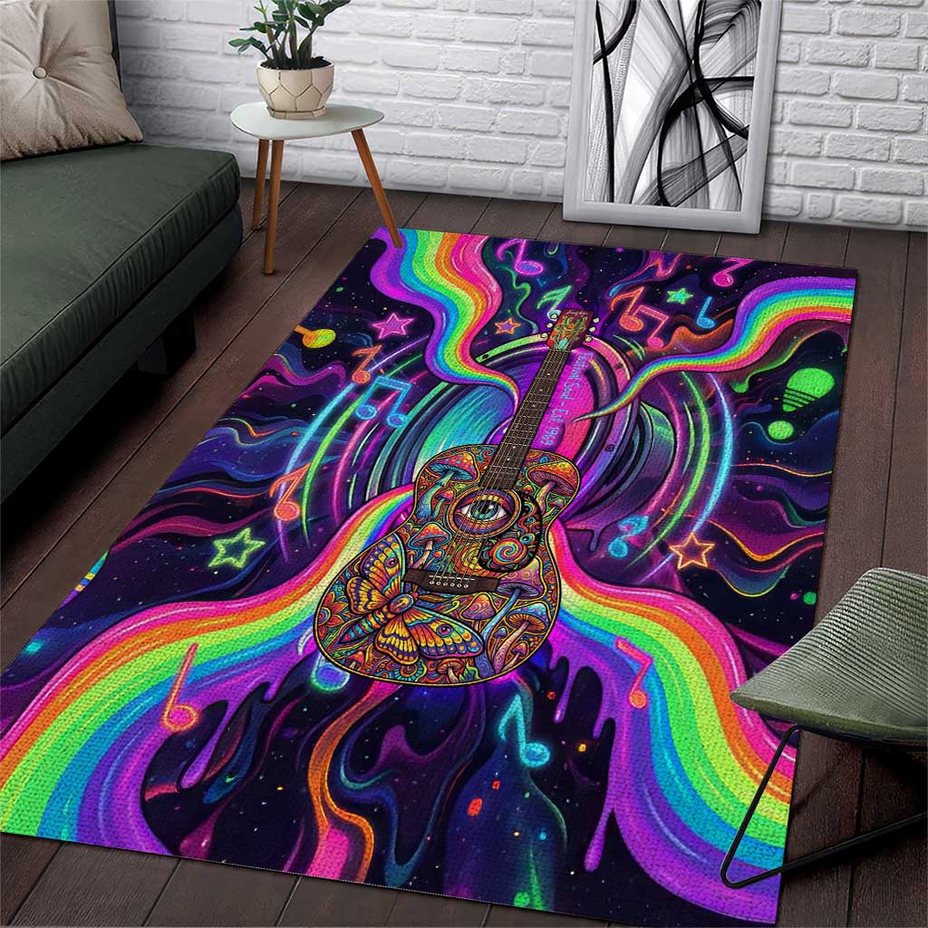 Trippy Guitar Area Rug Festival Soul Psychedelic Music Vibes Since 1969
