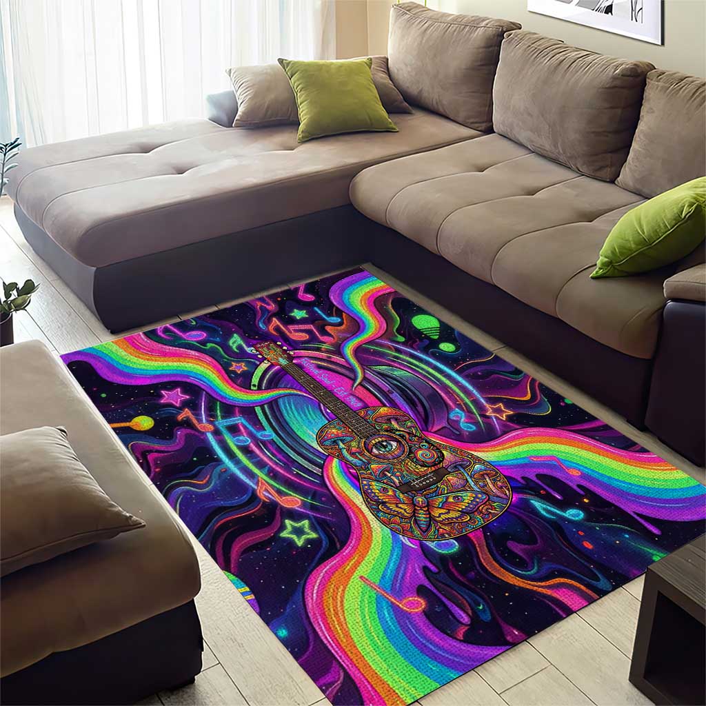 Trippy Guitar Area Rug Festival Soul Psychedelic Music Vibes Since 1969