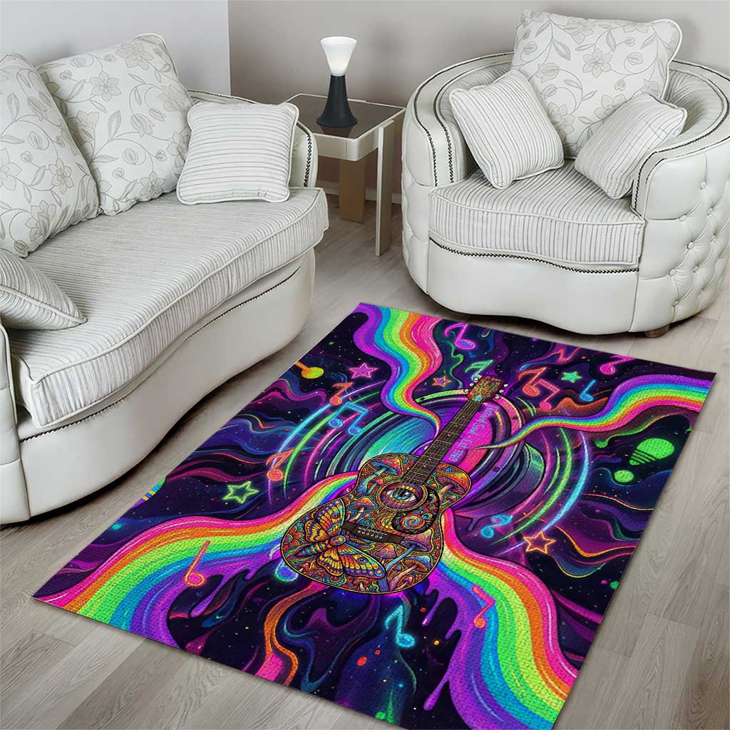 Trippy Guitar Area Rug Festival Soul Psychedelic Music Vibes Since 1969