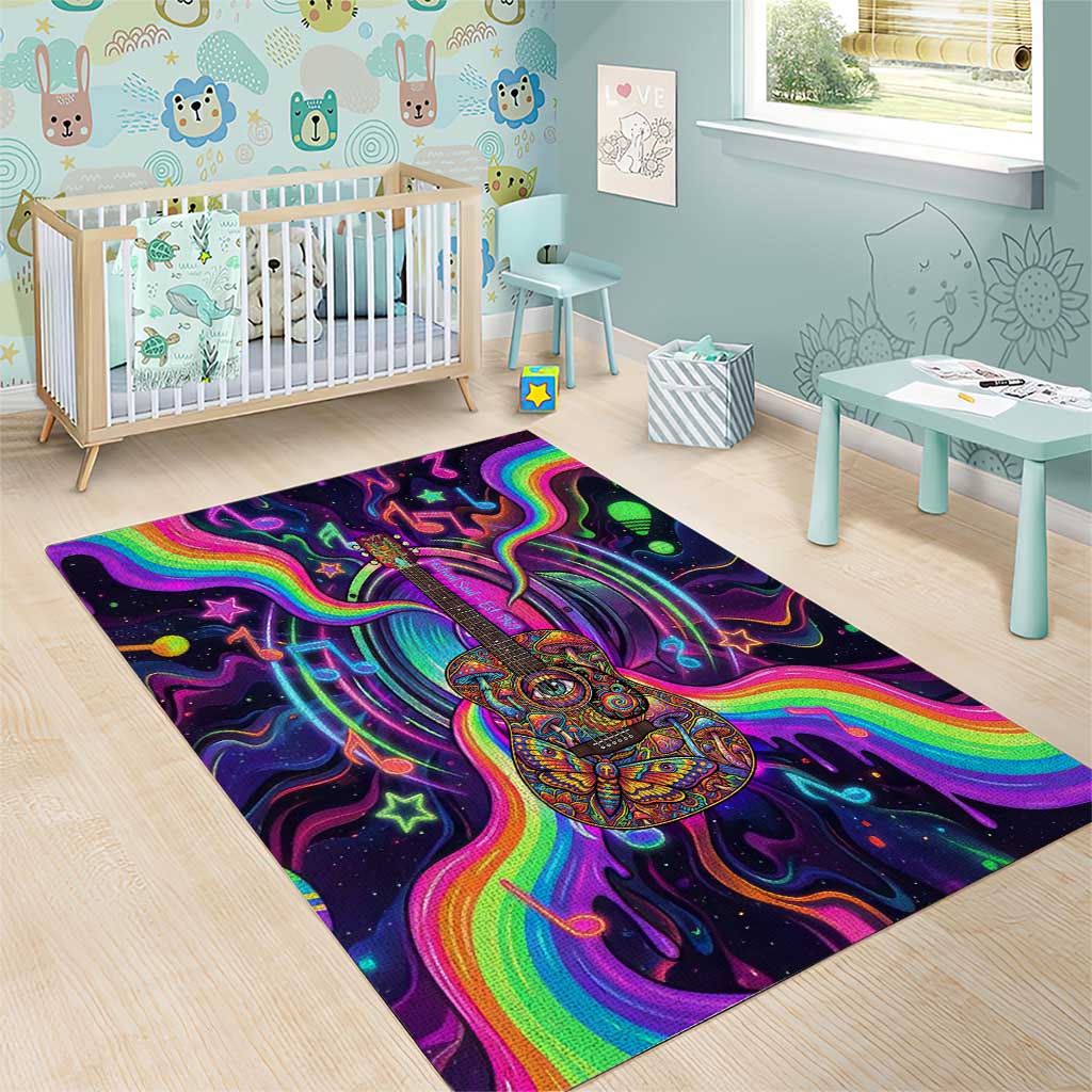Trippy Guitar Area Rug Festival Soul Psychedelic Music Vibes Since 1969