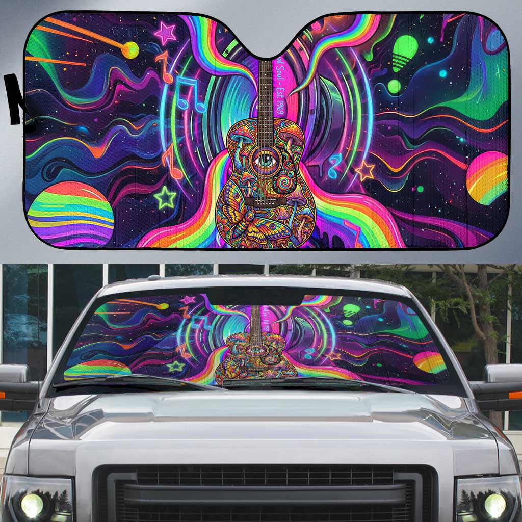 Trippy Guitar Auto Sun Shade Festival Soul Psychedelic Music Vibes Since 1969