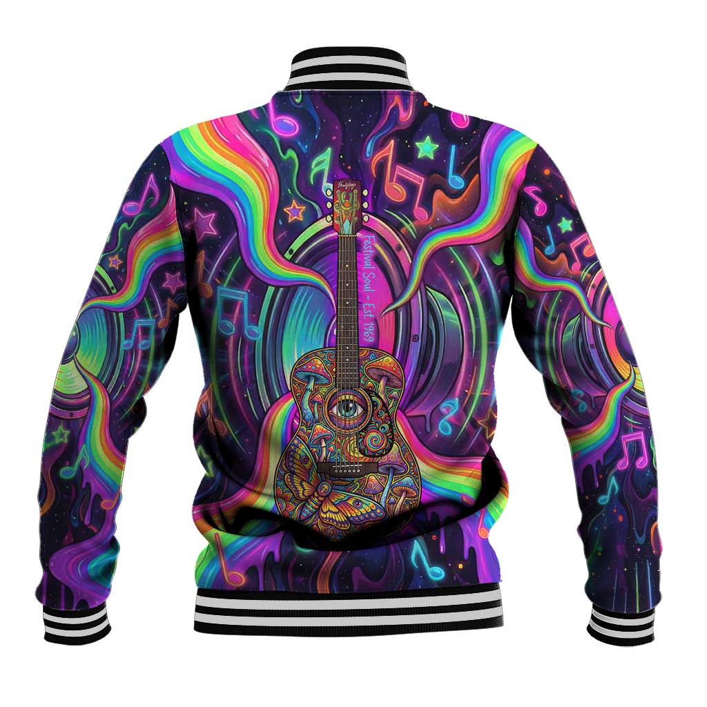 Trippy Guitar Baseball Jacket Festival Soul Psychedelic Music Vibes Since 1969